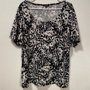 Notations Black Graphic Short Sleeve Blouse Size 1X Pullover Preppy‎ Clueless